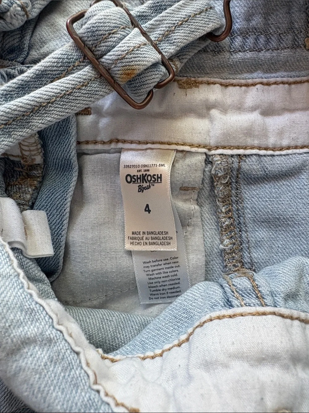 OshKosh B'gosh Light Blue Denim Short Overalls